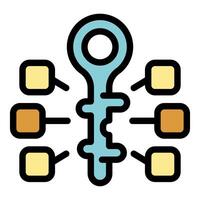 Keyword research optimization key to success concept icon outline vector