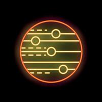Neon icon of data processing with lines and circles moving vector