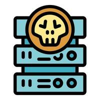Server under attack showing skull icon for cybercrime vector
