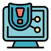 Computer network security alert warning icon showing secured system vector