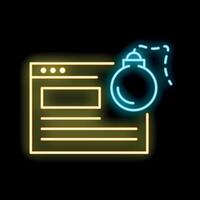 Neon bomb about to explode a website interface vector