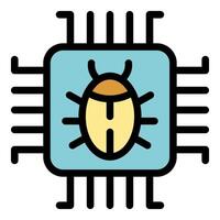Cpu processor showing a bug representing cyber security threat vector