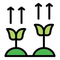 Growing plants with up arrows showing growth progress vector