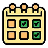 Calendar showing days of the month with check marks for appointments vector