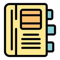 Yellow notebook with buttons representing task management app vector