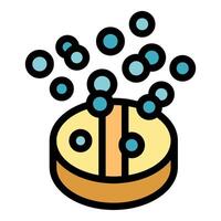 Effervescent tablet dissolving in water with bubbles icon vector