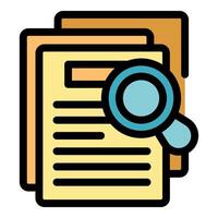 Magnifying glass analyzing document for potential errors vector