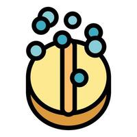 Round effervescent pill dissolving in water creating bubbles vector