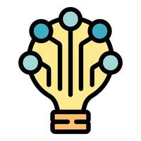 Light bulb connecting circuit board points representing innovative idea vector