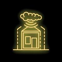 Neon icon of smart home technology connecting to cloud server vector