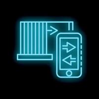 Smartphone controlling access to server room with neon light effect vector