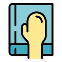 Hand touching sensitive touch screen icon thin line illustration vector