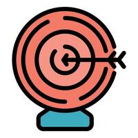 Arrow hitting the center of a target standing on a support vector