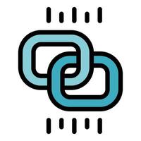 Blockchain data transferring with interconnected blocks icon vector