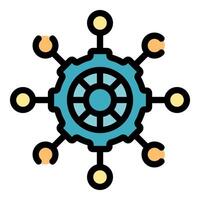 Gear connecting dots representing digital network hub system vector