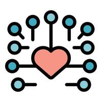 Heart connecting with multiple nodes forming a network vector