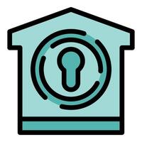 House icon showing keyhole surrounded by security circles for safety and privacy vector