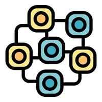 Network system connecting multiple data blocks icon vector