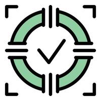 Check mark icon in target showing concept of reaching goal vector