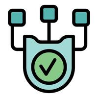 Network security system showing approved access with check mark icon vector