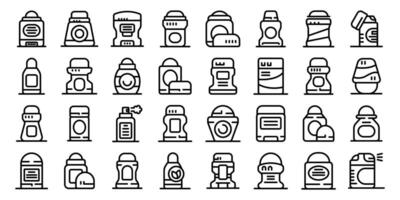 Antiperspirant bottles icons set. Maintaining personal hygiene with antiperspirant and deodorant products for fresh aroma protection vector