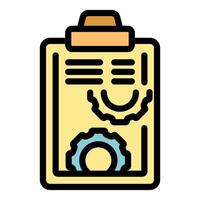 Clipboard showing gears drawing representing project management process vector