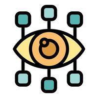 Human eye gathering data from multiple sources icon vector