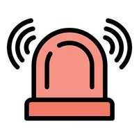 Red siren making alert sound effect with radio waves vector