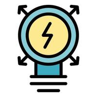 Light bulb with arrows pointing to center representing brainstorming session vector