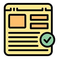 Website design layout showing successful completion with check mark icon vector