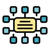 Decentralized network connecting multiple devices with blockchain technology vector