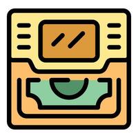 Atm machine accepting banknote for depositing money vector