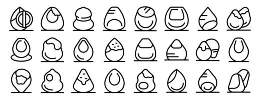 Makeup sponge icons set. Hazelnut icons set. Outline set of hazelnut icons for web design isolated on white background vector