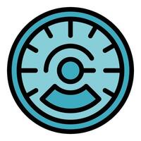 Blue speedometer icon showing vehicle performance vector
