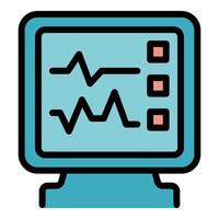 Cardiogram monitor displaying heart rate on computer screen icon vector