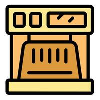 Electric convection oven with temperature control displaying cooking process vector