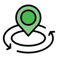 Green pin pointing current location with rotating arrows vector