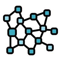 Blockchain network connecting squares with lines in a digital web vector