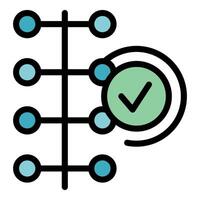 Algorithm showing stages of machine learning process with check mark icon vector