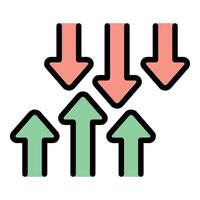 Arrows pointing up and down representing market volatility vector