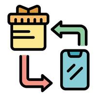 Online gift exchange using mobile phone application icon vector