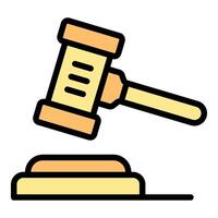 Judge gavel striking sound block making final decision icon vector