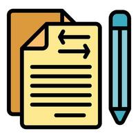 Document editing icon with two way arrows and pencil vector
