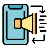 Smartphone increasing sound volume with arrows around icon in filled outline style vector
