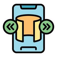 Smartphone showing augmented reality furniture placement app with rotation feature vector