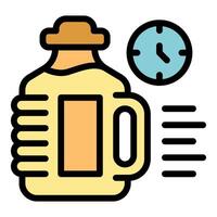 Gallon of water with clock showing passing time for hydration tracker app vector