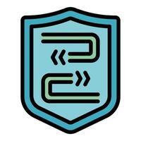 Secure data exchange symbol with shield protecting connections vector