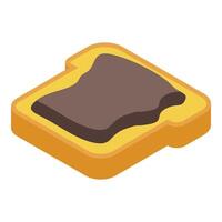 Slice of toast with chocolate spread isometric view vector