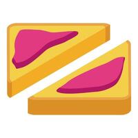 Sliced toast bread with jam lying on top of each other vector