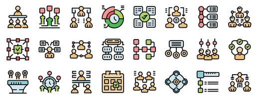 Business structure and hierarchy icons set showing different types of organizational charts vector